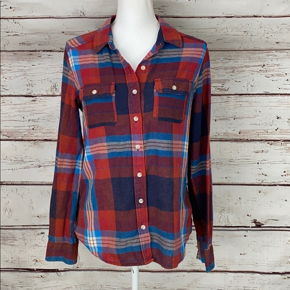 Mossimo Maroon Plaid Button Up Medium